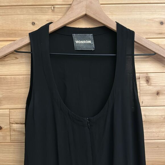 Monrow Revolve Size XSmall Black Crepe Rayon Sleeveless Zip Front Jumpsuit - Picture 4 of 13